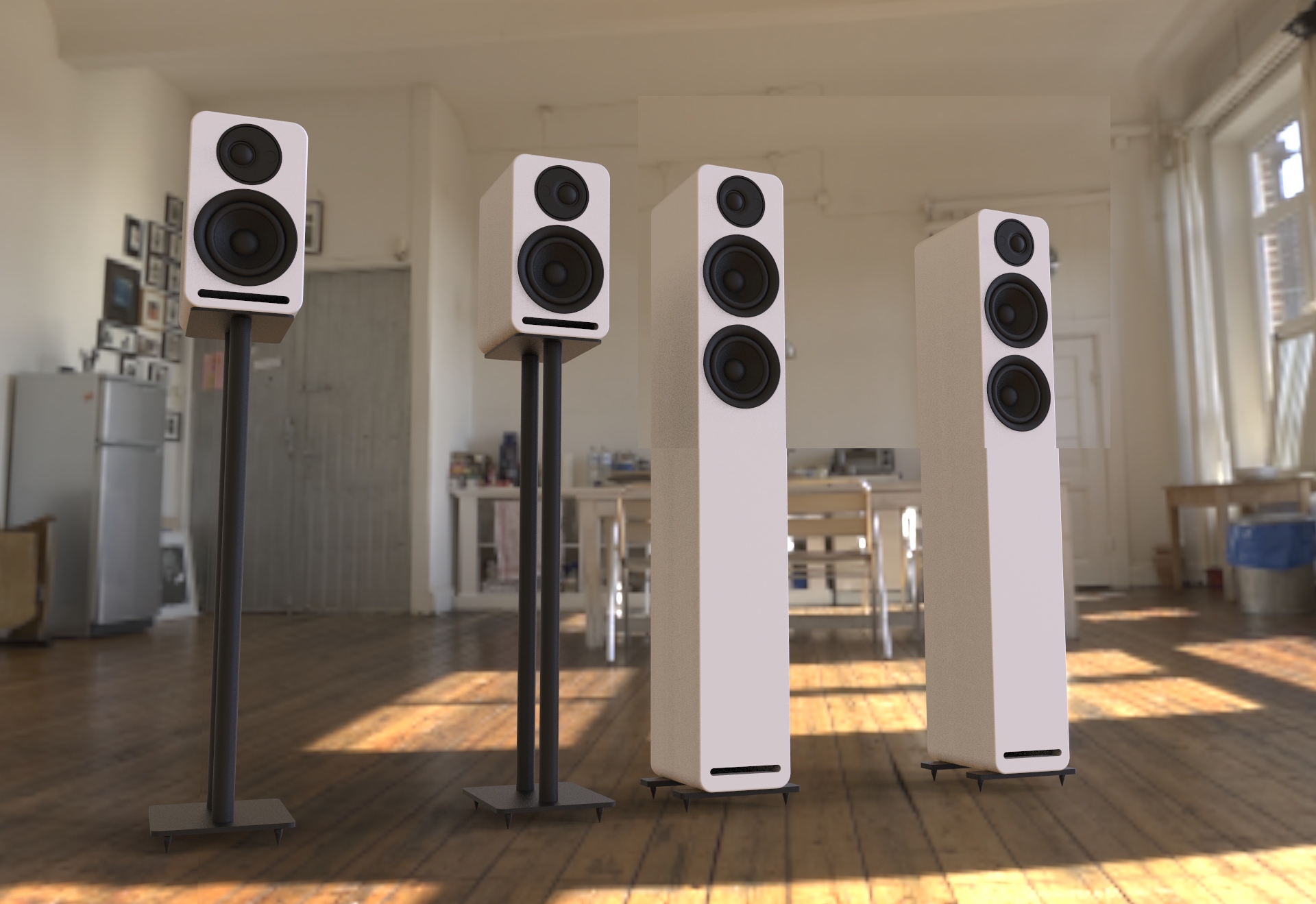 Altavoces HIFI de pie de 4 pulgadas de alto brillo
